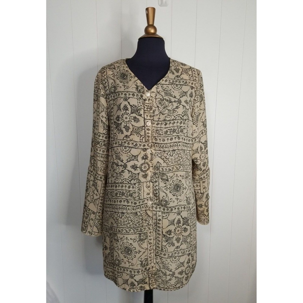 Studio Plus Top Tunic Womens Size 14/16 Large Lagenlook Floral Made in Italy